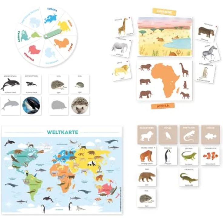 Jumbo Spiele ICH LERNE TIERE, Brettspiel zur spielerischen Tierwelt-Erkundung mit 80 Karten für 1-4 Spieler, ab 3 Jahren – Bild 4