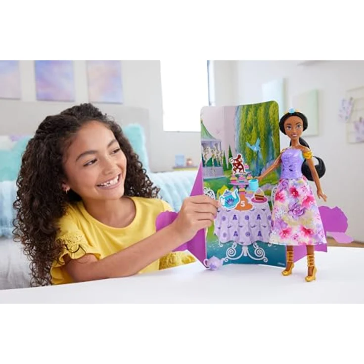 Mattel® Anziehpuppe Disney Princess Spin & Reveal Jasmin, Puppe mit geheimer Blumenszene und 5 Accessoires – Bild 3