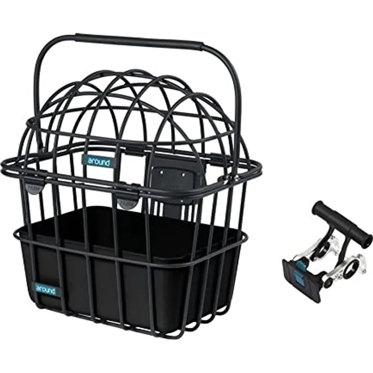 Around Unisex – Erwachsene Luna Vorderrad-Tierfahrradkorb, Schwarz, One Size