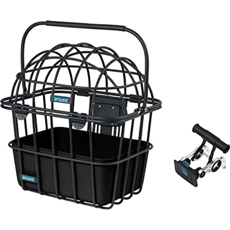 Around Unisex – Erwachsene Luna Vorderrad-Tierfahrradkorb, Schwarz, One Size – Bild 1