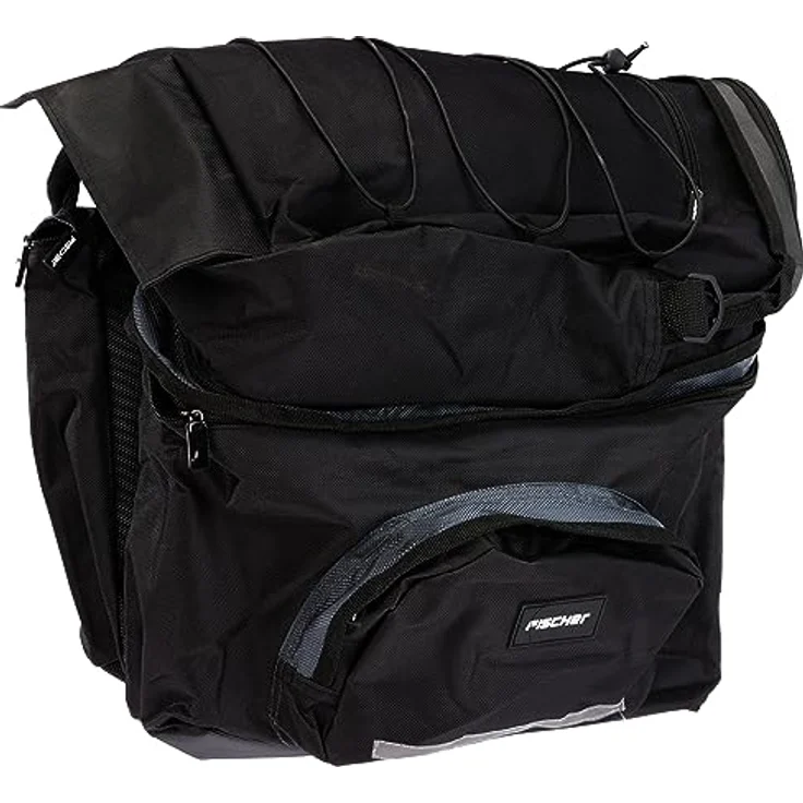 FISCHER 86245 Gepäckträger Tasche 3fach, Schwarz, 39 x 44 x 9 cm, 58 Liter – Bild 1