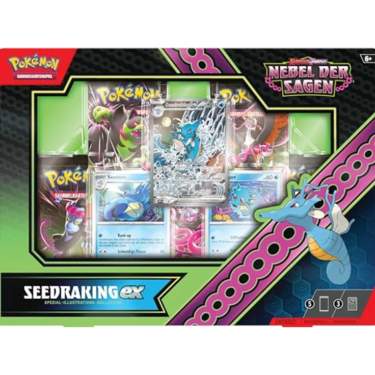 Pokémon Pokémon-Sammelkartenspiel: Spezial-Illustrations-Kollektion Karmesin & Purpur – Nebel der Sagen: Seedraking-ex (1 holografische Vollbild-Promokarte, 2 holografische Karten & 5 Boosterpacks) – Bild 2