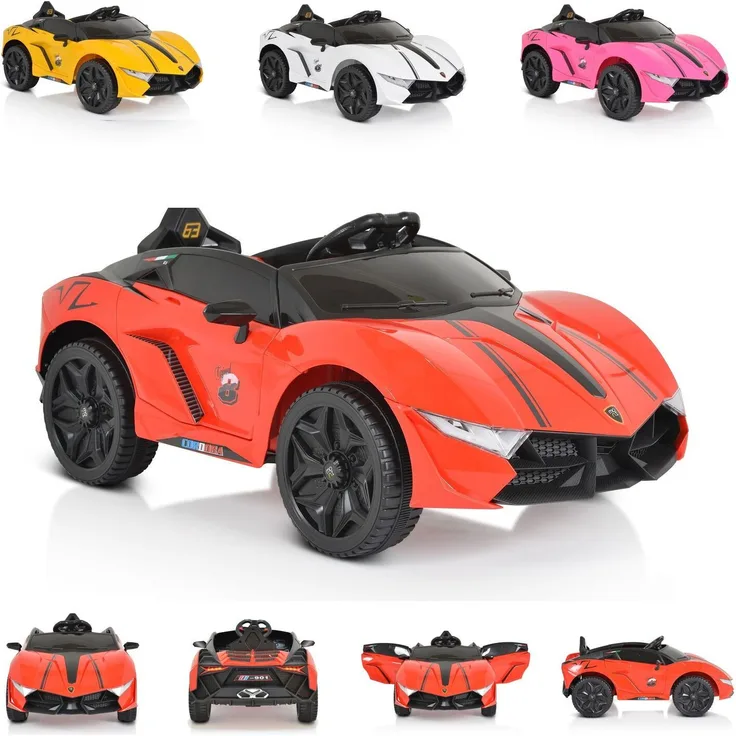Moni Kinder Elektroauto Cordoba, MP3-Anschluss, Bluetooth, Fernbedienung, Sicherheitsgurt, rot