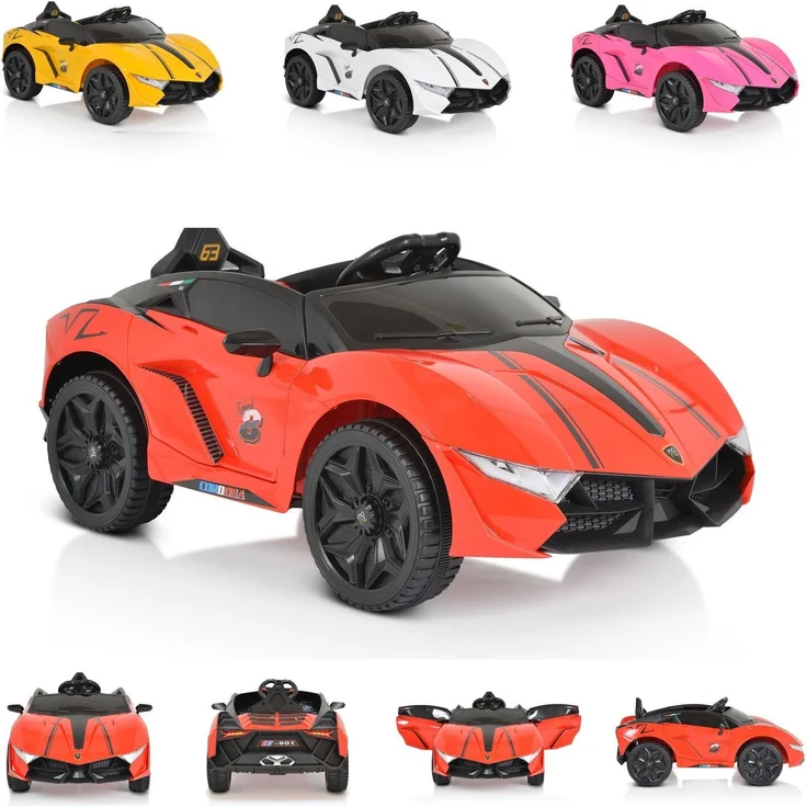 Moni Kinder Elektroauto Cordoba, MP3-Anschluss, Bluetooth, Fernbedienung, Sicherheitsgurt, rot