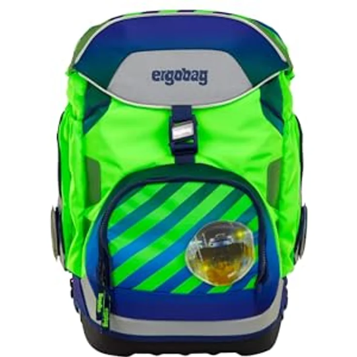 ergobag pack Set, ergonomischer Schulrucksack flexibel, 6-teiliges Set für 1. Klasse, inkl. Sportrucksack, Heftebox und gefülltem Federmäppchen, schwarz-grün – Bild 2