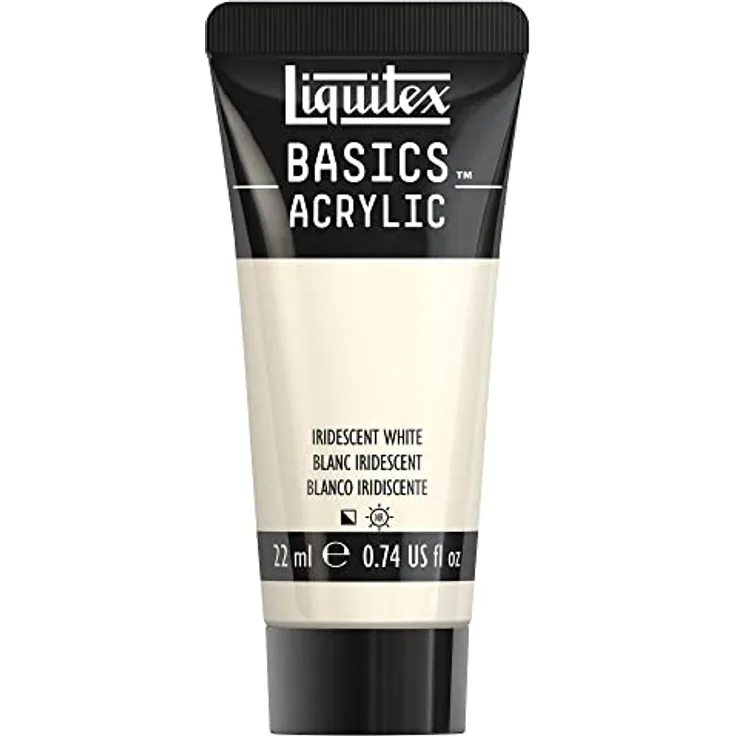 Liquitex 8870505 Basics Acrylfarbe, Irisierendes Weiß, 22 ml Tube, lichtecht, mittlere Viskosität, seidenglänzend, monopigmentiert, Archivqualität