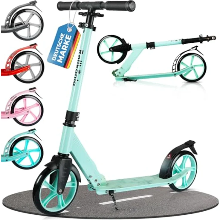 Rollkönig ® Roller Kinder 6 Jahre+ I Faltbarer Scooter Kinder mit großen Rädern I Cityroller Kinder I Auch für Erwachsene mit bis zu 100 kg geeignet, blau – Bild 1