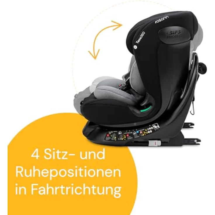 Osann Taos 360 Reboarder, drehbar mit Isofix-Basis & Top-Tether, ab Geburt bis 150 cm, Grey Melange – Bild 5