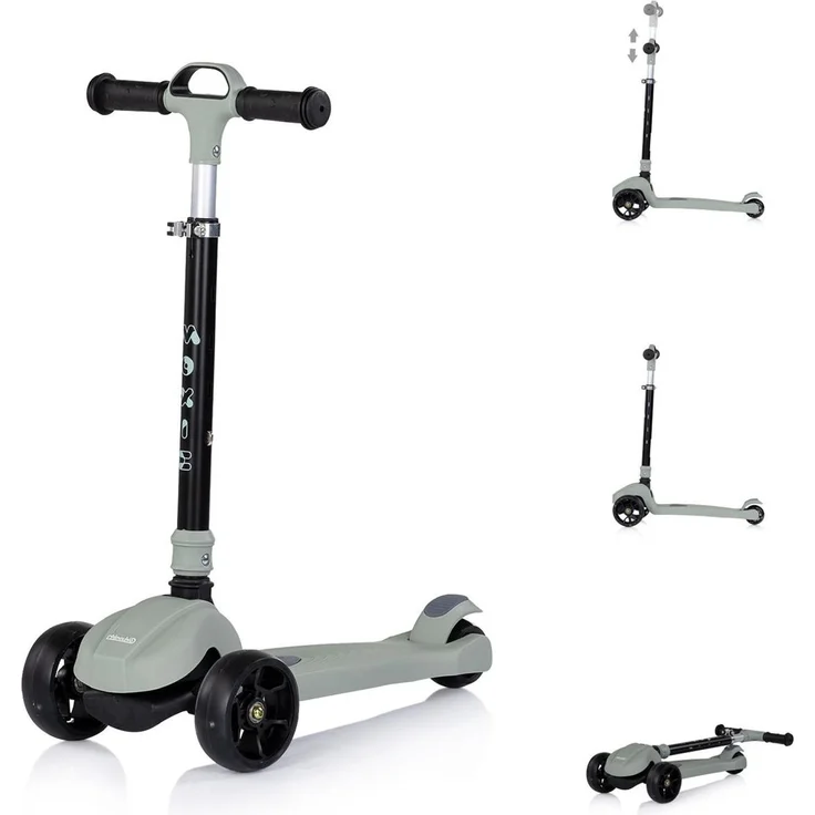 Chipolino Moxie Kinderroller, klappbar mit Musik und Licht, 3-Räder, Bremse, grün