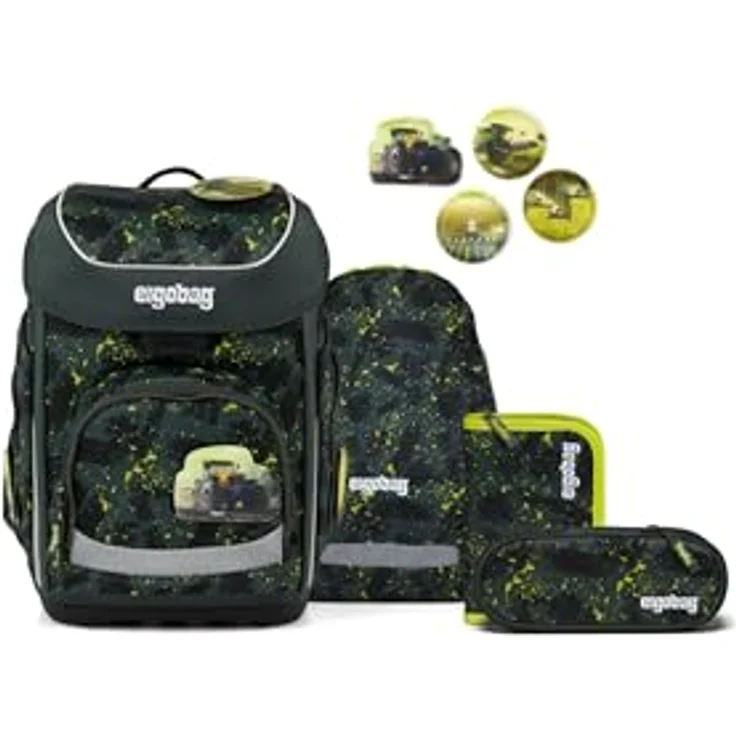 ergobag cubo Set, ergonomischer Schulranzen 5-teilig für 1. Klasse, höhenverstellbar, reflektierend, inklusive Sportbeutel und gefülltem Federmäppchen – Bild 1