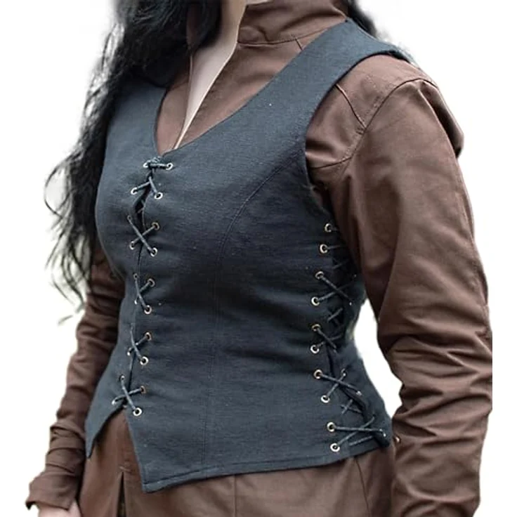 Burgschneider Weste Marian, schwarz, XXL, Baumwolle, Mittelalter Fantasy für Ranger, hochwertige Gewandung – Bild 1