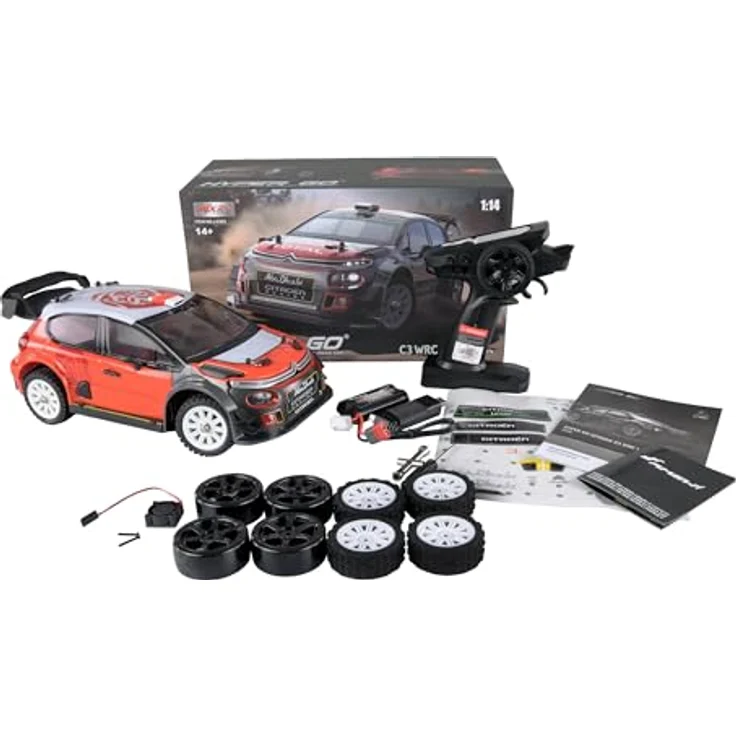 Amewi Hyper Go Citroen C3 WRC Rallye/Drift 4WD 1:14 brushless mit Gyro 45km/h RTR, Schwarz-rot, Ferngesteuertes Auto – Bild 1