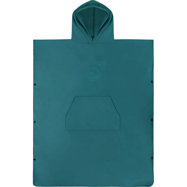 normani Unisex-Bademantel Weicher Mikrofaser Badeponcho Nosara, 110, Polyester, Kapuze, Schlupf, Surfer Poncho + Badetuch aus recyceltem Material, Blau