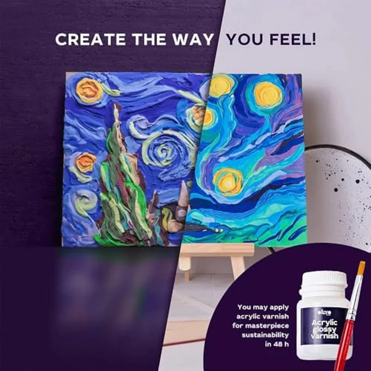 Okto Sensory Art Creative Set Starry Night, Malvorlagen mit einzigartiger, nicht klebender Massemischung und harmonischen Farbübergängen – Bild 7