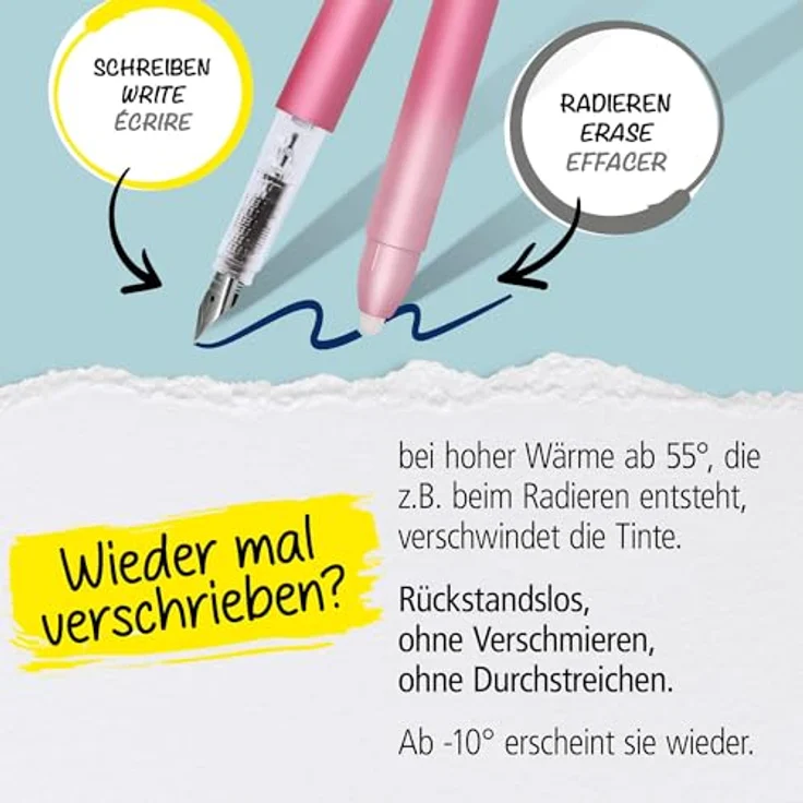 Online Pen magiXX Radierbarer Füller, blaue Tinte, inkl. 4 Patronen, Schreibgerät für Rechts- und Linkshänder – Bild 5