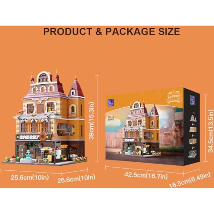 Pantasy Bäckerei 85013, Klemmbaustein-Set mit 4 Stockwerken, 19 bedruckten Teilen und 3 Tieren – Bild 7