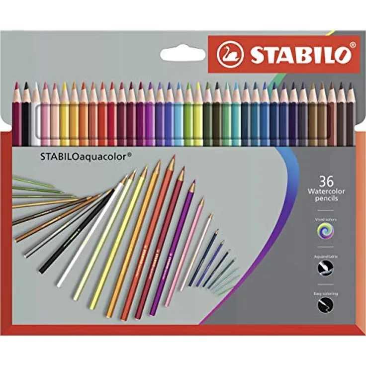 STABILO aquacolor Aquarell-Buntstift - 36er Pack - mit 36 verschiedenen Farben - Hochwertiger, wasservermalbarer Buntstift
