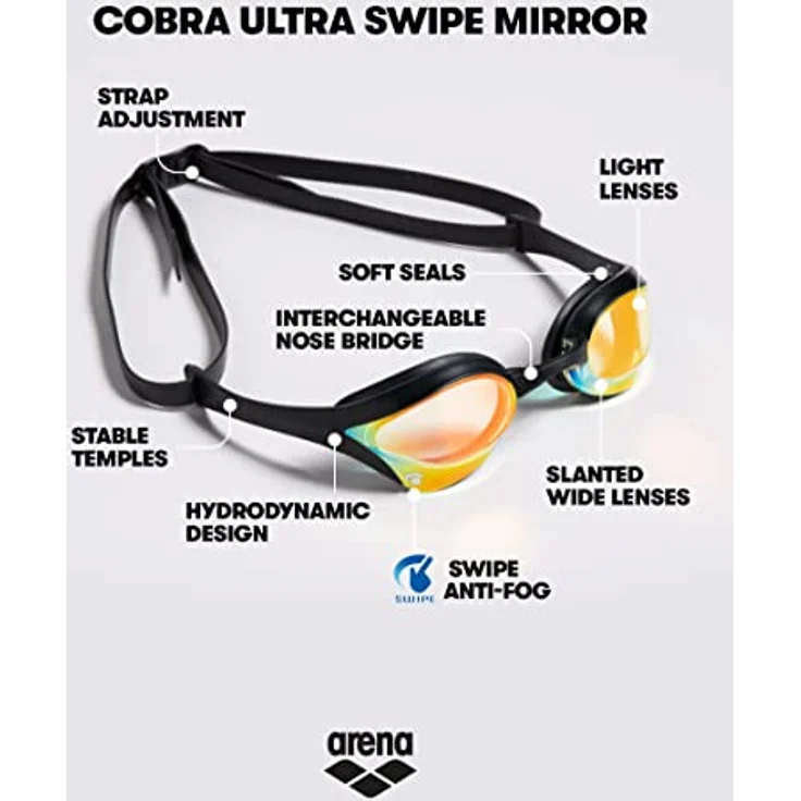 Arena Unisex – Erwachsene Cobra Ultra Swipe Mr (Yell Swim Goggles, Yellow Copper-Blue – Bild 3