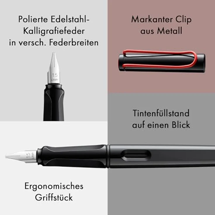 LAMY Füllfederhalter joy black [015], Schönschreibset mit drei Kalligraphiefedern – Bild 4