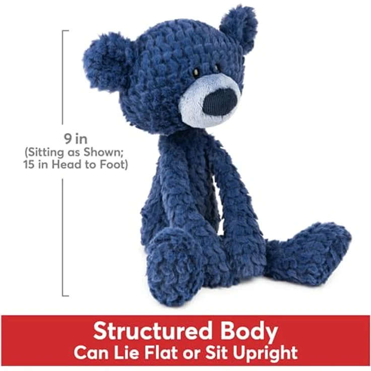 GUND Zahnstocher Ripple, Teddybär Stofftier ab 1 Jahren, Marineblau, 38,1 cm, mit geriffeltem Plüsch – Bild 4