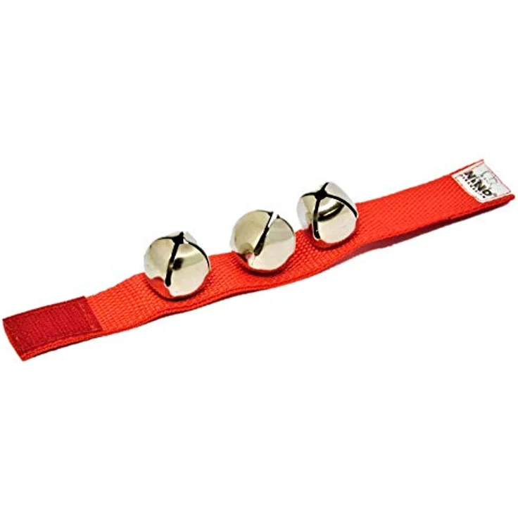 Nino Nino961R Wrist Bells, Rhythmusinstrument mit nylonband und 3 Stahlschellen, rot – Bild 6
