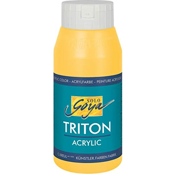 KREUL Solo Goya Triton Acrylfarbe kadmiumgelb hell, 750 ml Flasche, schnell matt trocknend, wasserbasierte Studioqualität, gut deckend und vielseitig einsetzbar – Bild 1