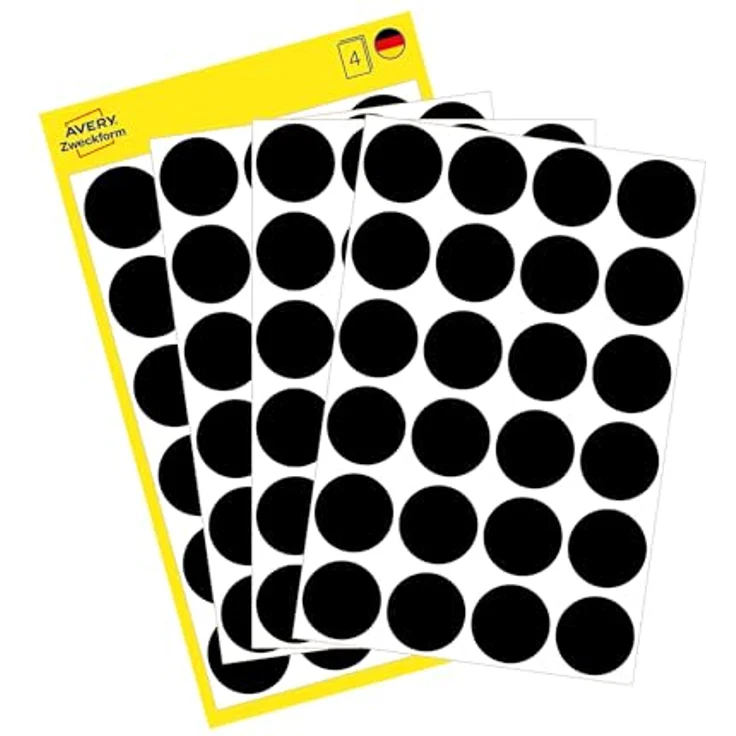 AVERY Zweckform Klebepunkte 3003, selbstklebend, schwarz, Ø 18 mm, 96 Stück, dauerhaft haftend, aus hochwertigem Schreibpapier – Bild 1