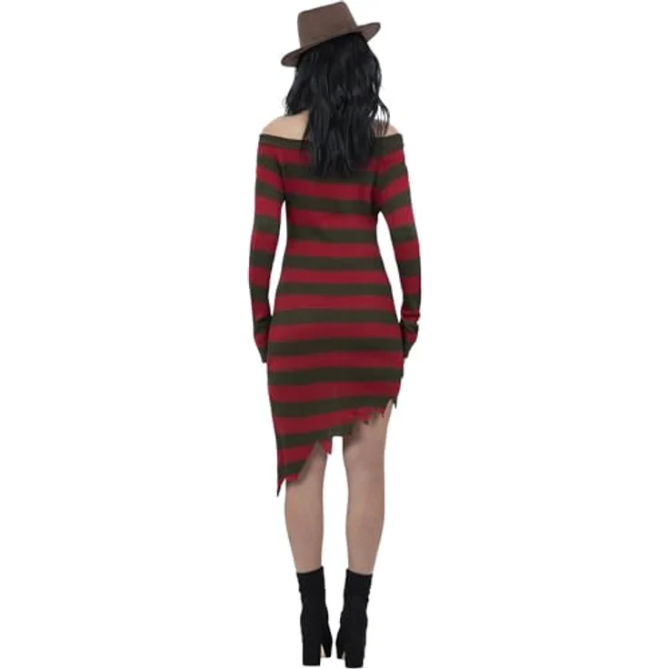 Smiffys A Nightmare On Elm Street Freddy Krueger Strickkleid, Halloween Kostüm mit zerrissenem Effekt und geschlitztem Brustdetail – Bild 3