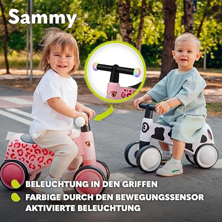 LIONELO Sammy Laufrad ab 1 Jahr, Fahrrad ohne Pedal für 12-36 Monate Babys, Lauflernrad mit 4 Rädern bis 25 kg, rutschfeste Griffe, Baby Spielzeug - Erstes Laufrad für Jungen und Mädchen – Bild 5