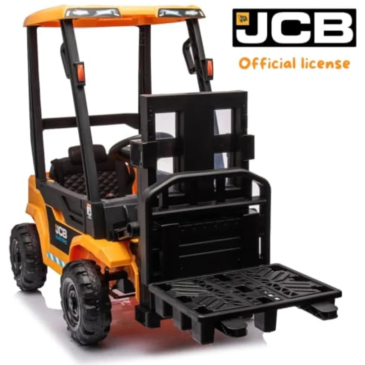 JCB Gabelstapler für Kinder 12V, elektro mit Fernbedienung, gelb, geeignet für 2 bis 6 Jahre, Soft-Start-Funktion, Tragfähigkeit 35 kg, inklusive Palette und Funktionalität – Bild 9