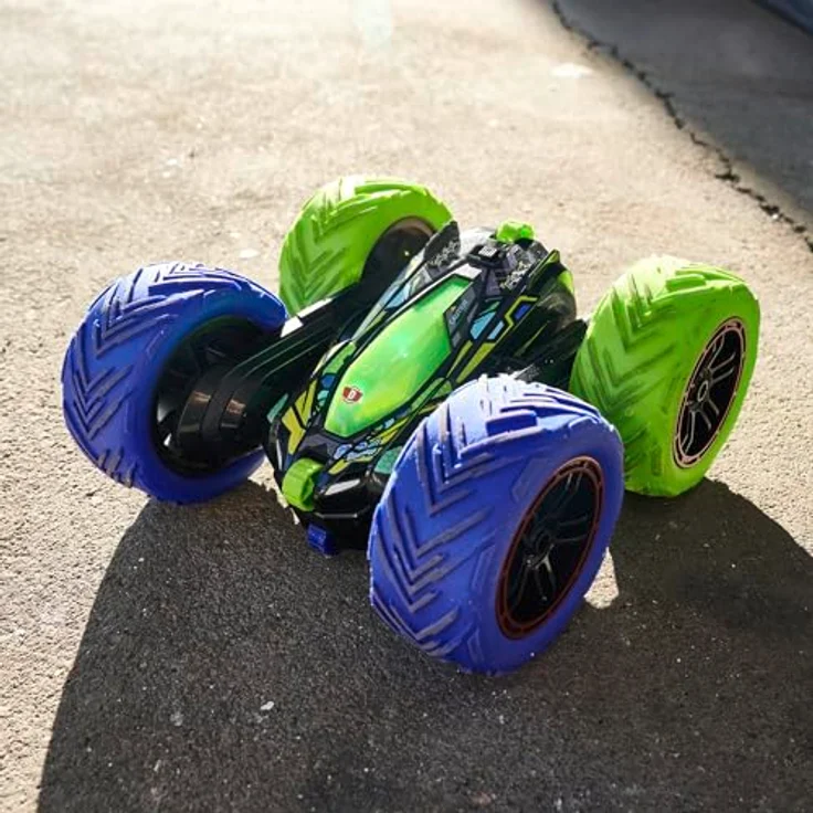 Dickie Cyber Flip RC Auto, ferngesteuertes Fahrzeug mit 360°-Stunts und LED-Licht, grün-blau – Bild 6