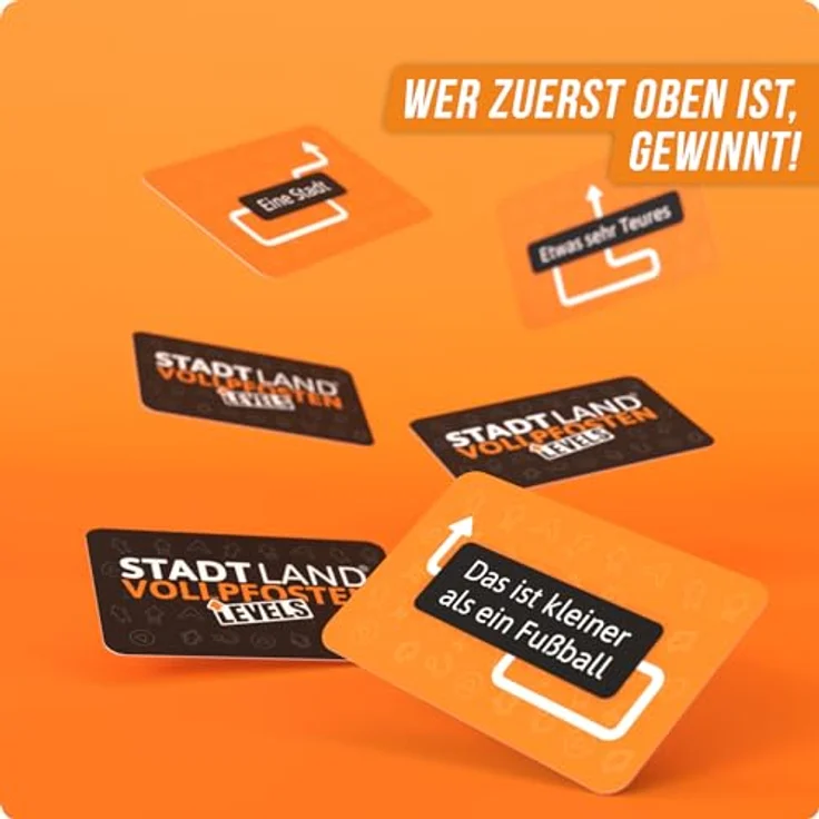 DENKRIESEN - Stadt Land Vollpfosten® Levels – Classic Edition - Inteligenz ist relativ | 60 Karten | Blitzwürfel | Ab 12 Jahren | 30-60min | 2-6 Spieler | Familie | Reisespiel | Stadt Land Fluss – Bild 4