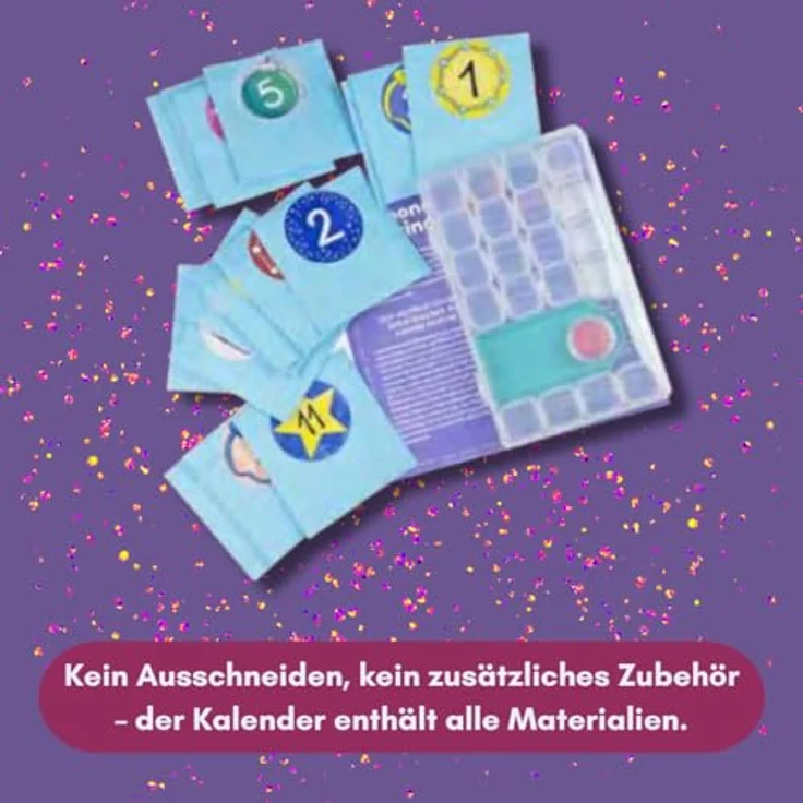 Frech Diamond Painting Adventskalender, winterliche Weihnachtszene mit hochwertigen Glasdiamonds, für ab 7 Jahre – Bild 5