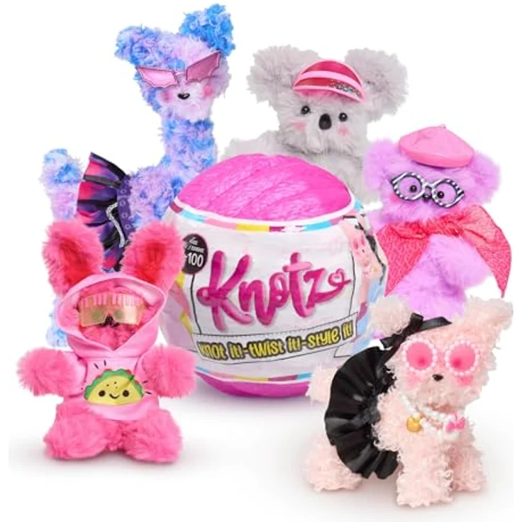 Just Play Knotz Tier-Serie 1, 10 cm Plüschtier mit Zubehör und Überraschungskapsel, 12 Figuren zum Sammeln, kreatives Kinderspielzeug ab 8 Jahren – Bild 1