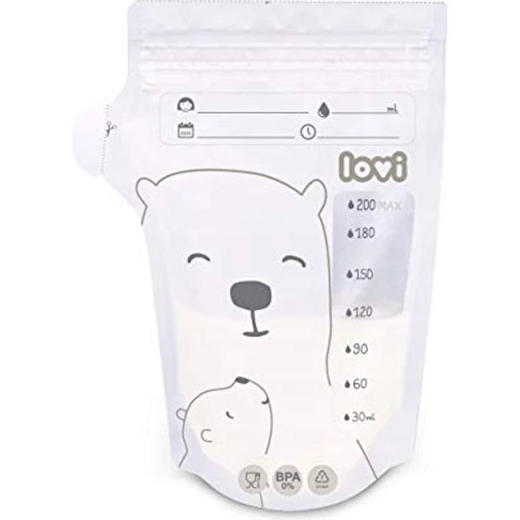 LOVI Buddy Bear Muttermilchbeutel, 25 Beutel à 200 ml, zweischichtiges Material mit sicherem Verschluss, zur Aufbewahrung im Kühlschrank oder Gefrierfach – Bild 4