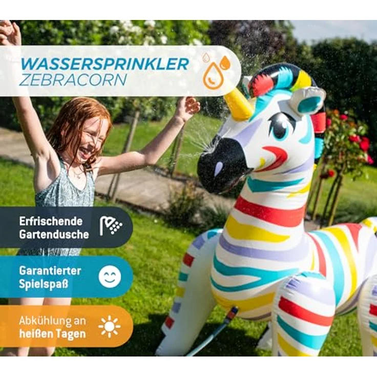 Summer Waves Aufblasbares Zebra-Einhorn Sprinkler 1. 57 m x 94 cm x 1. 57 m – Bild 2