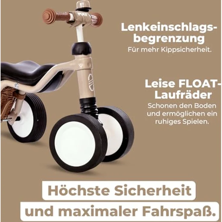 Puky WUTSCH Bundle | Sicheres Laufrad für Kleinkinder ab 1,5 Jahren | Rutschfahrzeug mit Korb | Pendelachse verhindert EIN Kippen | Mit Sicherheitslenkergriffen | Leise Float-Laufräder | Dusty Sand – Bild 5