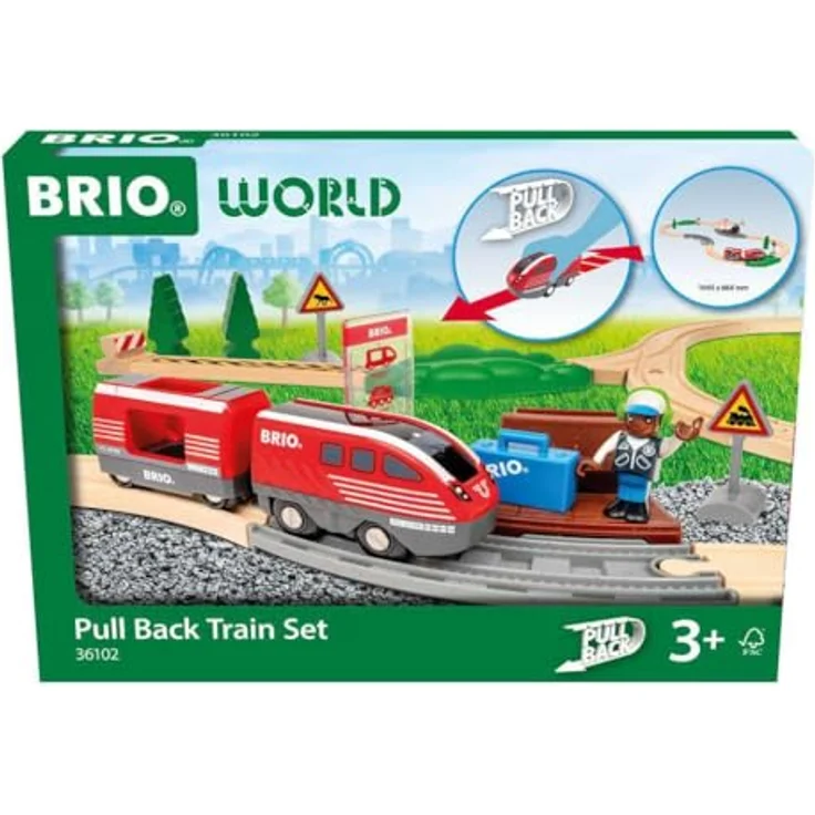 Brio 63610200 Schnellzug mit Rückziehmotor, 28-teiliges Spielzeugset inklusive Passagierwaggon und Zubehör – Bild 7