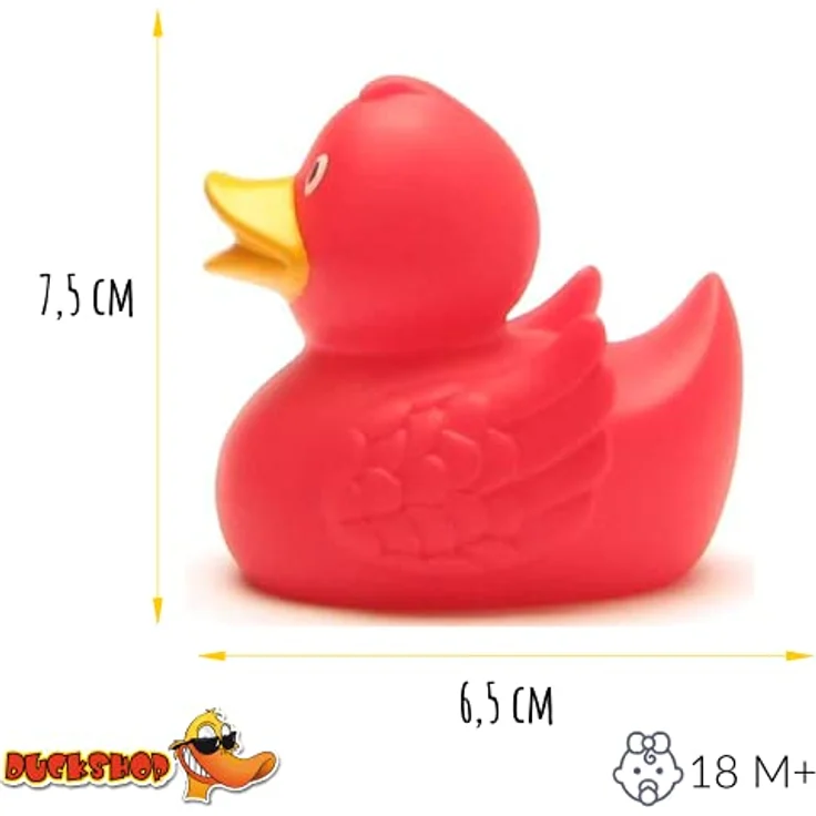 Duckshop Ronja Badeente - rot I Quietscheente I L: 7,5 cm I inkl. Badeenten-Schlüsselanhänger im Set – Bild 4