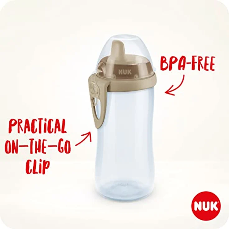 NUK Kiddy Cup Night Trinklernflasche | Schnabeltasse mit Leuchteffekt | 12+ Monate | Auslaufsicher mit harter Trinktülle | Clip und Schutzkappe | BPA-frei | 300 ml | Herzen (lila), 10255677 – Bild 5