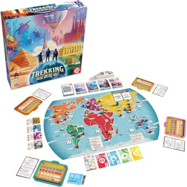 Game Factory Trekking - Reise um die Welt, Gesellschaftsspiel für 2-5 Spieler, ab 10 Jahren, Brettspiel mit Sehenswürdigkeiten und Kartenmanagement – Bild 2