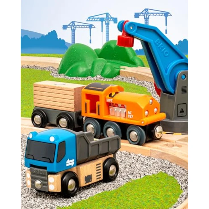 BRIO® Spielzeug-Eisenbahn BRIO® WORLD, Starterset Güterzug mit Kran A, 14-teilig, Made in Europe, FSC®-zertifiziert – Bild 6