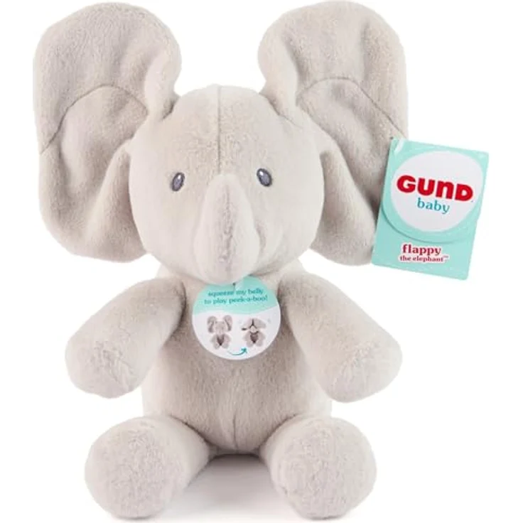 GUND Baby Peek-a-Boo Flappy Elefant Plüsch, animiertes Stofftier für Babys ab 0 Jahren, grau, 17,8 cm – Bild 1