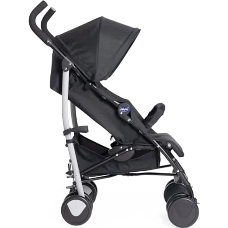Chicco Echo Light Kinderwagen, Buggy von 0 Monaten bis 22 kg, verstellbare Rückenlehne, geräumiger Sitz, Stoßstangenmanschette, faltbarer Regenschirm, Zwillingsbremsen und schwenkbare Vorderräder, monochromer Look, blau – Bild 3