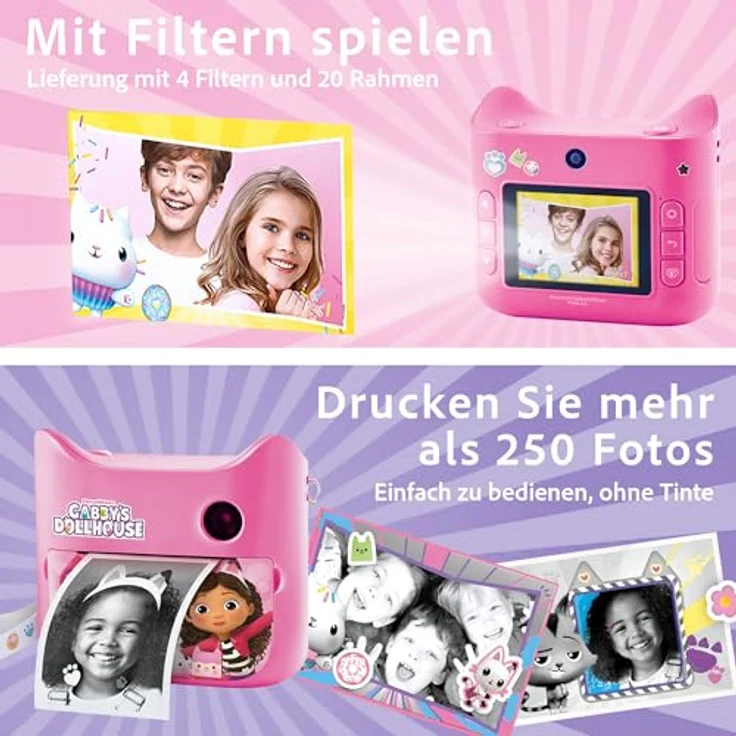Canal Toys Gabby's Dollhouse, Digitalkamera mit Sofortdruck, multilingual, für Kinder ab 4 Jahren, 250 Fotos, individuell gestaltbar – Bild 9