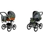 Babylux BabyLux ALU 2in1 Kinderwagen für Kleinkinder – Olive Star Silver Frame, Multifunktional, Sicherheitsgurte, Leicht faltbar