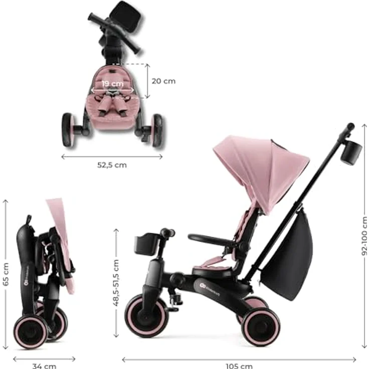 KinderKraft Tricycle JAZZ 2, Dreirad für Kinder, pink – Bild 10