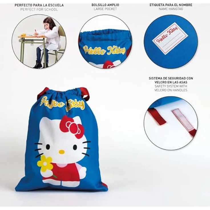 Cerda Turnbeutel Hello Kitty, leichter Polyester-Sportbeutel mit Rückengurten, ideal für Sport, Schule und Freizeit – Bild 4
