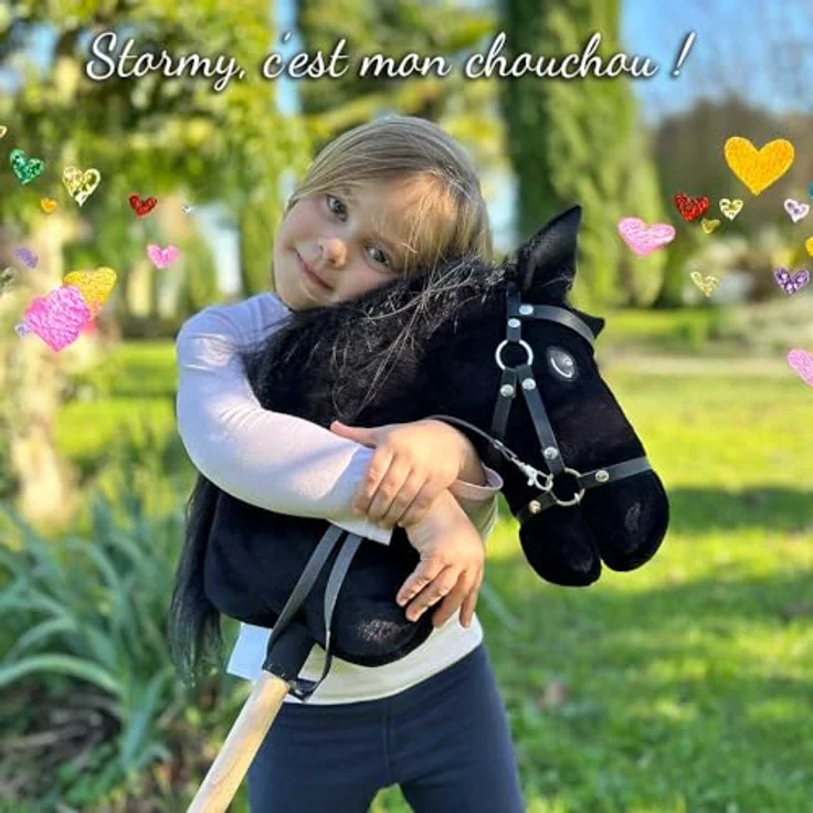 Hobby Horse Land Stormy A3, Steckenpferd mit Trense und Set, schwarz, langlebige Materialien für jahrelangen Spielspaß, sichere Verwendung nach EU-Normen – Bild 2