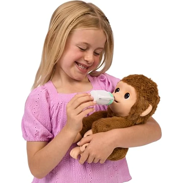LITTLE LIVE PETS Lil’ Baby Monkey, interaktives Spielzeug mit über 40 Geräuschen, braun – Bild 7